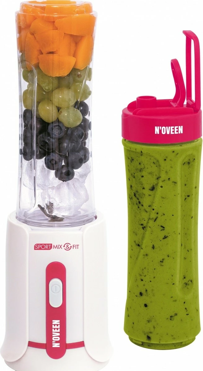 blender personal NOVEEN SB220 Sport Mix & Fit 300 W 0.6 L, amarant, set 2 shishe