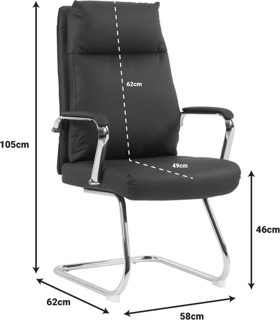 Karrige vizitorësh Siquel I, lëkurë artificiale e zezë, 58x62x105cm