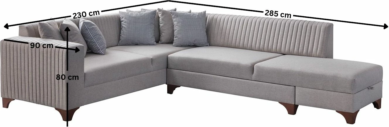 Kënd divan-krevat, ngjyrë krem, Atelier del Sofa, West Right, me 6 jastëkë