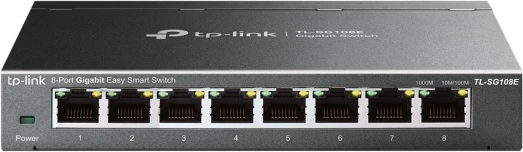 Switch TP-LINK TL-SG108E 8-port Gigabit Easy Smart, i zi, set me adapter rryme