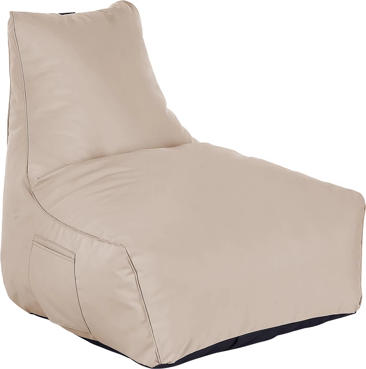 Pouf-lezhnues Leverian, material i papërshkueshëm nga uji, ngjyrë bezhë, 76x82x65cm