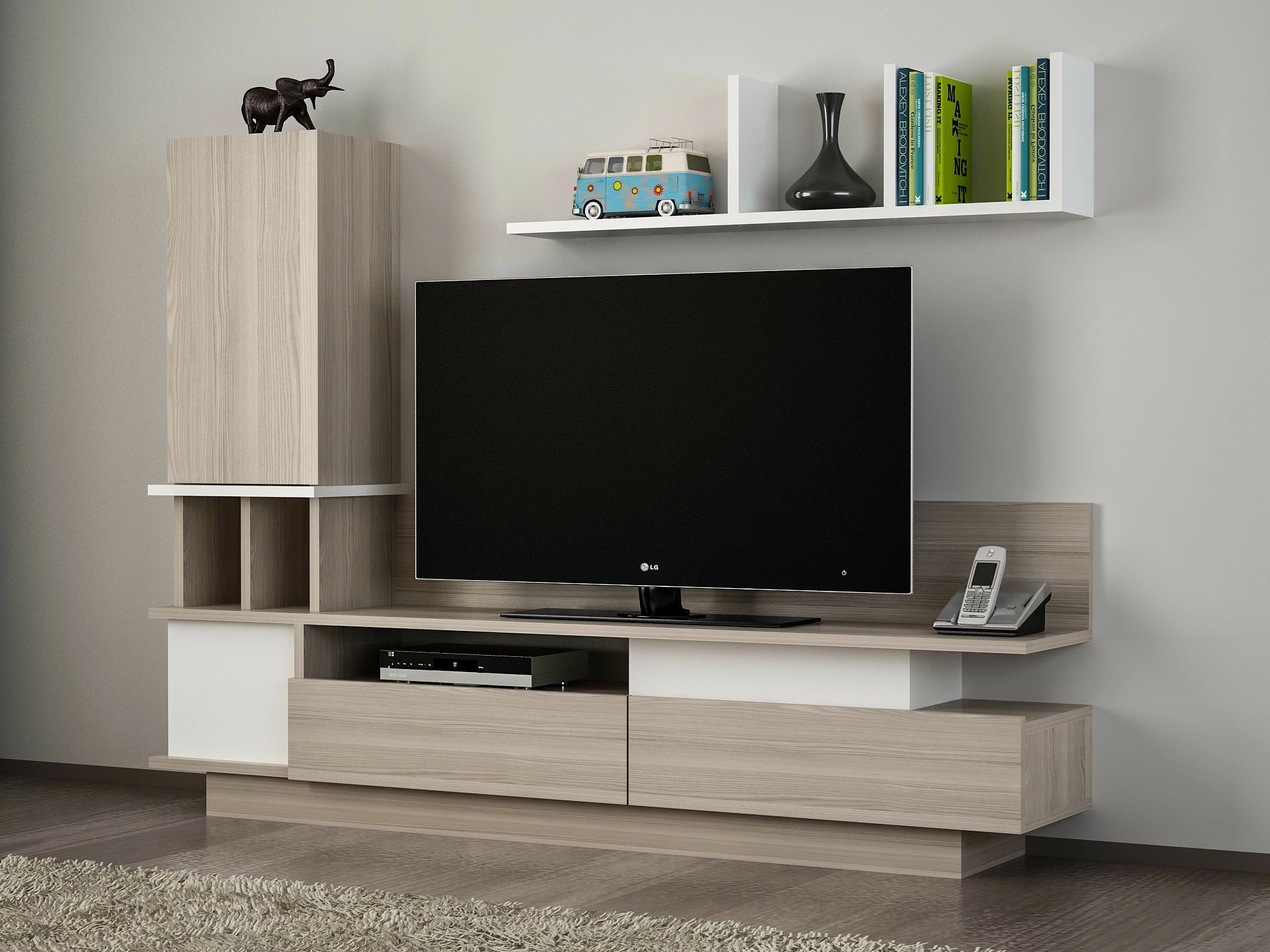 Komodë TV Hanah Home, Como, e bardhë dhe Cordoba