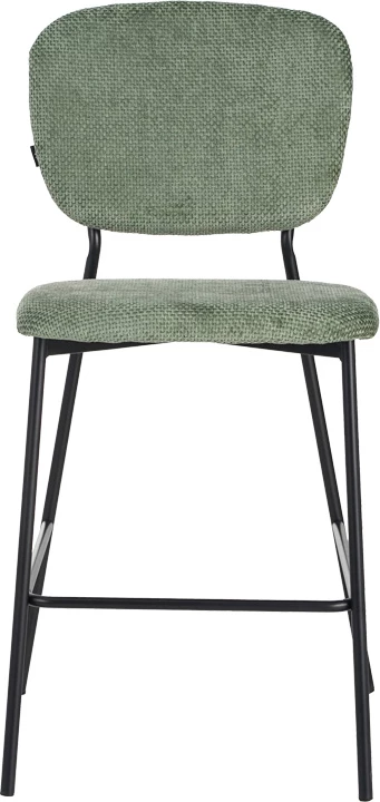 Karrige për bar Cathair, pëlhurë bouclé, ngjyrë e gjelbër, këmbë metalike të zeza, 48x54x100cm