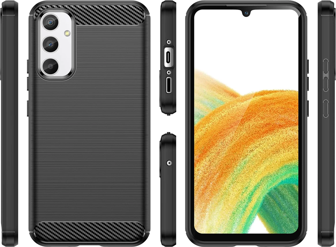 Mbështjellës Hurtel Carbon Case për Realme 10 Pro, TPU, i zi