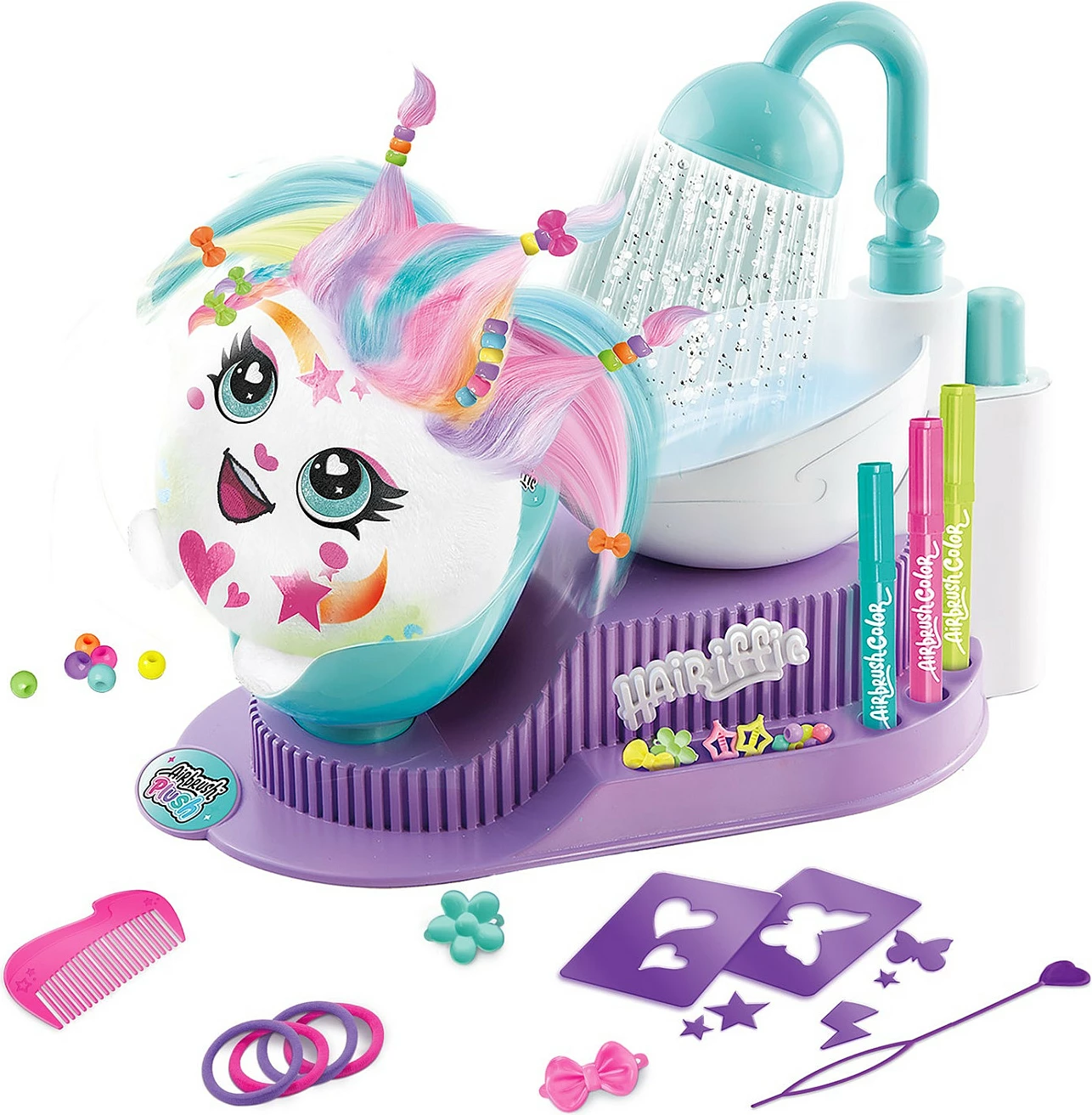 Set lodër sallon stilimi flokësh Canal Toys Airbrush Plush AIR 044, 148 pjesë, për fëmijë 6+, shumëngjyrësh
