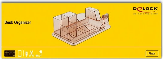 Organizator tavoline DeLOCK, 7 ndarje, 250 x 145 x 85 mm, plastikë, transparent/kafe
