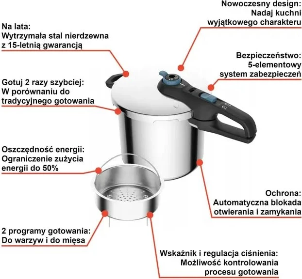 Tenxhere presioni Tefal Secure Trendy 8L, Blu