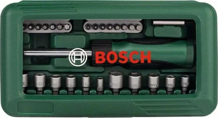 Set bitash me kaçavidë me çark Bosch 2607019504, 46 copë