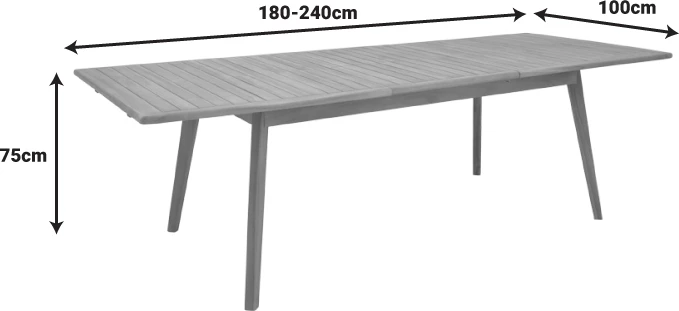 Tavolinë me karrige 7 copë Ganny-Pino dru teak ngjyrë natyrale - e zezë 180/240x100x75cm