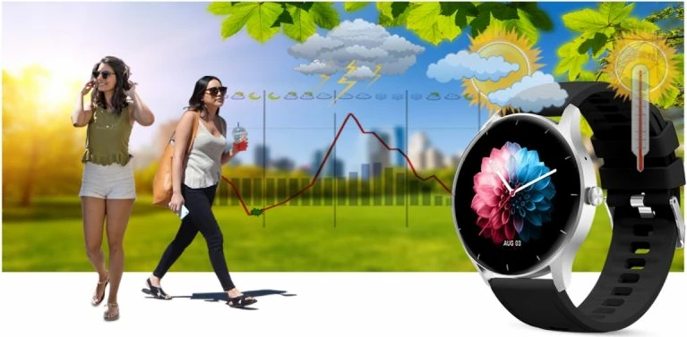 Smartwatch Gravity për femra, zi-e argjendtë