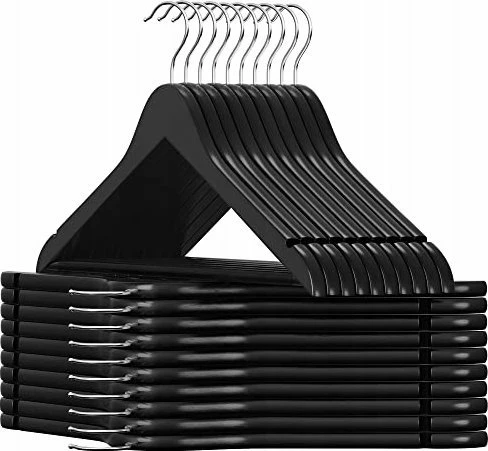 Varëse rrobash druri Songmics CRW02B-20, grep 360°, shufër kundër rrëshqitjes, 5 kg, set 20 copë, e zezë