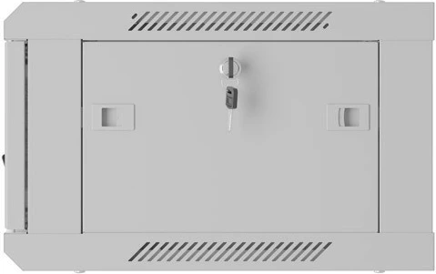 Kabinet rack muri 19", Lanberg WF01-6404-23S, 4U 600x450, derë e perforuar, 4 shina, 2 vende ventilatori, IP20 60 kg, gri, Flat Pack