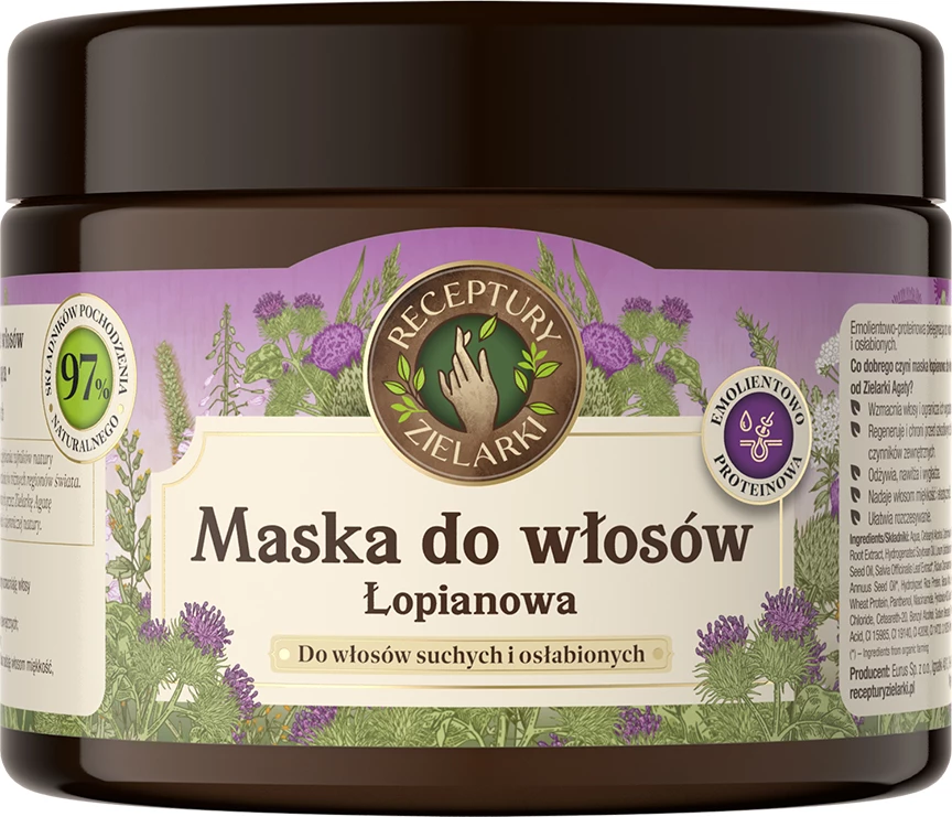 Maskë për flokë për femra Receptury Zielarki Burdock, 300ml