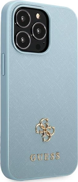 Mbështjellës Guess Saffiano 4G Small Metal Logo për iPhone 13 Pro / 13, Blu