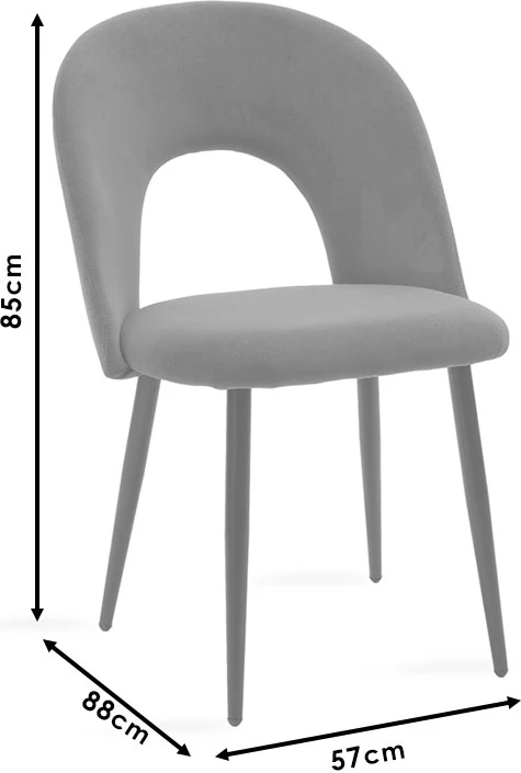 Karrige Jonah, kadife gri, këmbë natyrale, set prej 4 copash