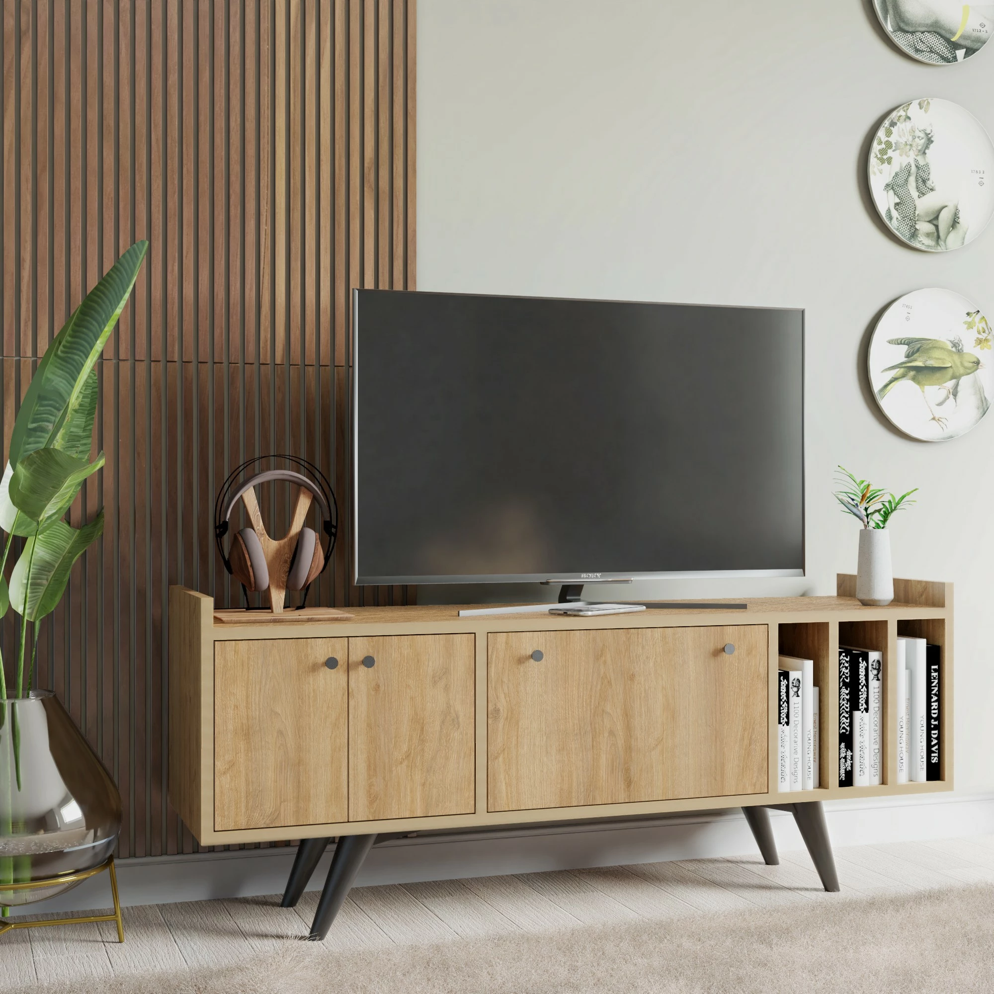 Komodë TV Skye Decor, ngjyrë lisi, Brukge