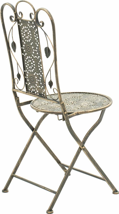 Set tavoline me karrige Drill 3 copë, ngjyrë bakri antike, metal