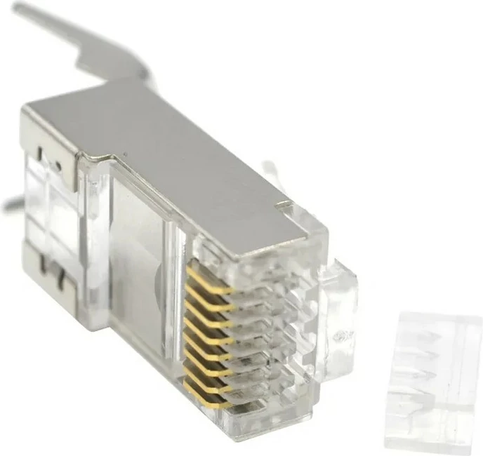 Konektor RJ-45 Gembird LC-PTF7-01/50 CAT7 i blinduar pass-through, 50 copë, i bardhë