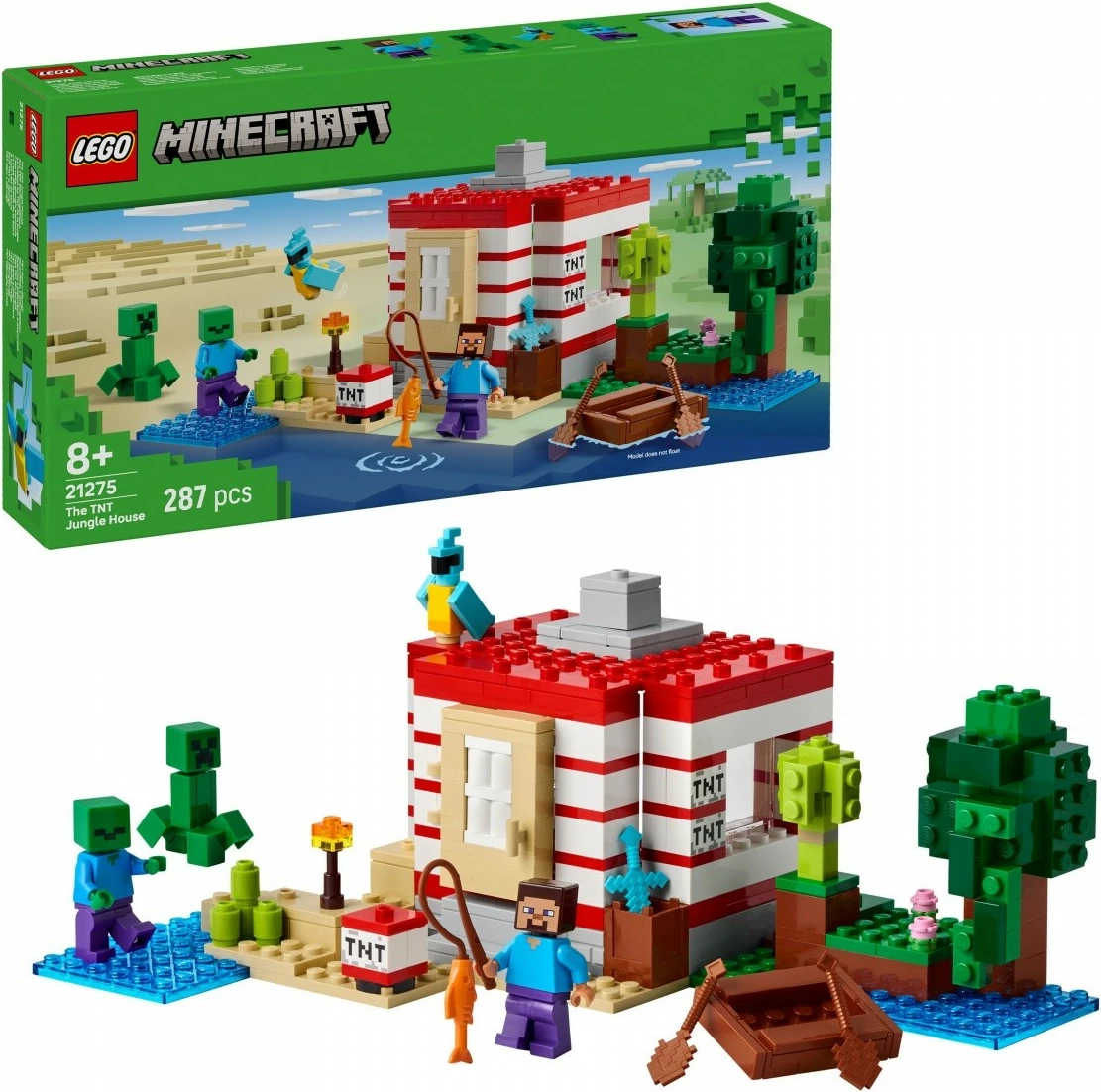 Set LEGO Minecraft Jungle TNT House 21275, 287 pjesë