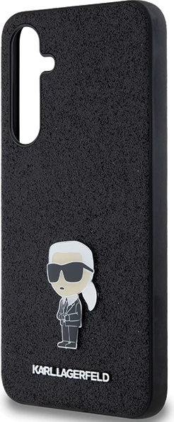 Mbështjellës Karl Lagerfeld Fixed Glitter Ikonik Logo Metal Pin për Samsung Galaxy A55, i zi