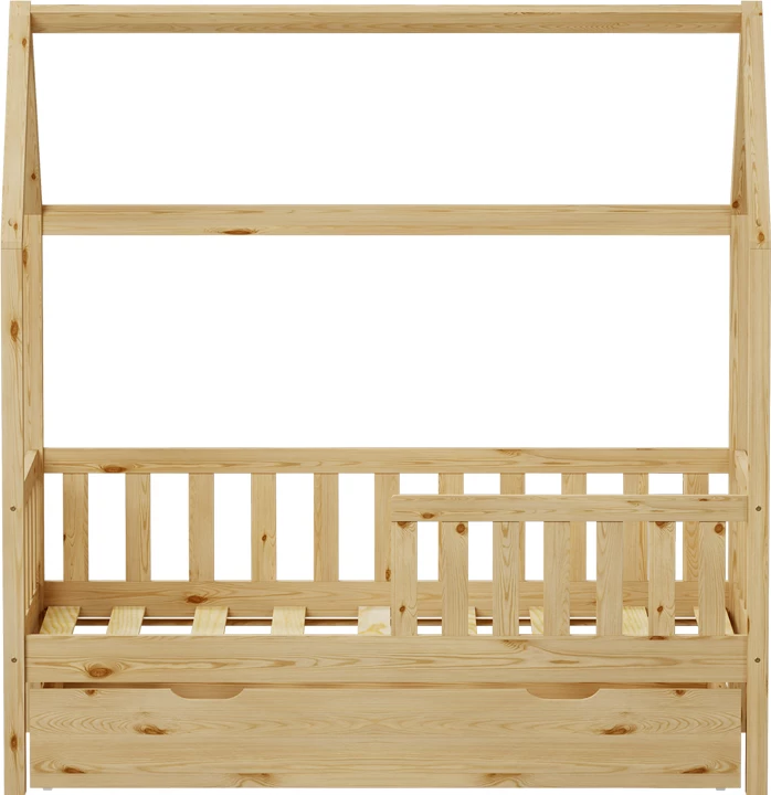 Krevat fëmijësh Montessori Bendina me sirtar dru pishe, ngjyrë natyrale, 70x140cm