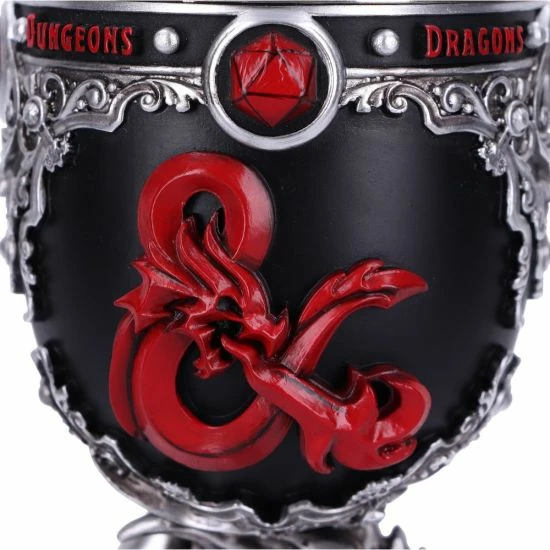 Kelih NEMESIS NOW Dungeons & Dragons Gaming Heroes, dizajn dragoi & zarash, i zi/argjendtë me të kuqe