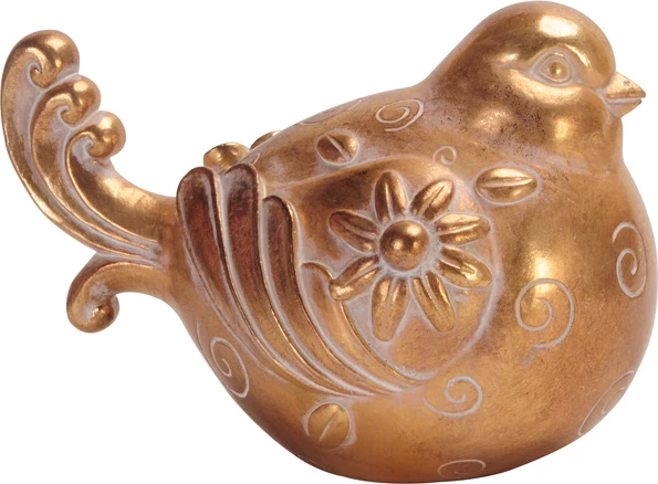 Statujë dekorative zog, ngjyrë ari, 15x10x11cm