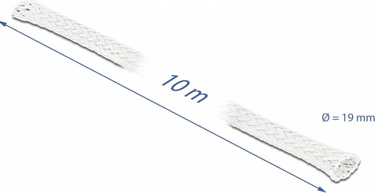 Mbështjellës kabllosh i gërshetuar i zgjerueshëm DeLOCK 10 m x 19 mm, i bardhë