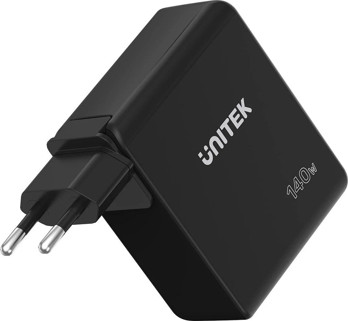 Karikues Unitek GaN me 3 porta, 140W, ngjyrë e zezë
