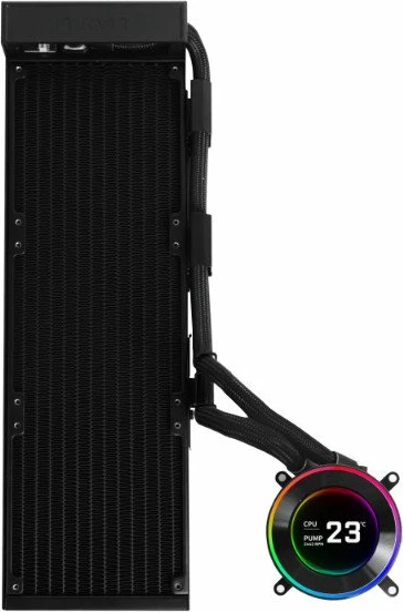 Ftohës uji AiO Lian Li Hydroshift II LCD-C 360N 360mm fanless me LCD 2.1" ARGB, i zi