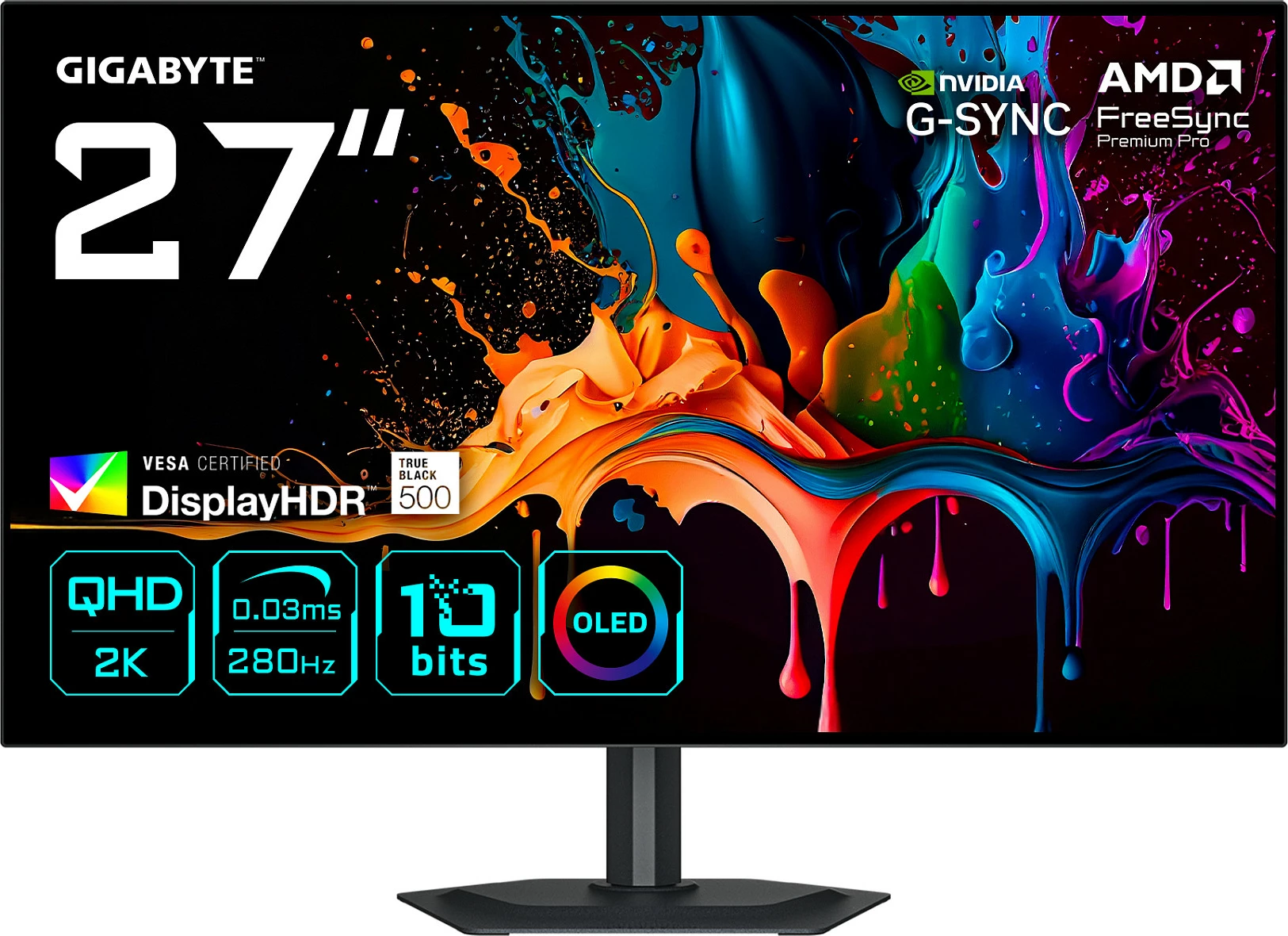 Monitor Gigabyte MO27Q28G 27inç QHD OLED 280Hz 0.03ms, USB-C, HDR, me altoparlantë