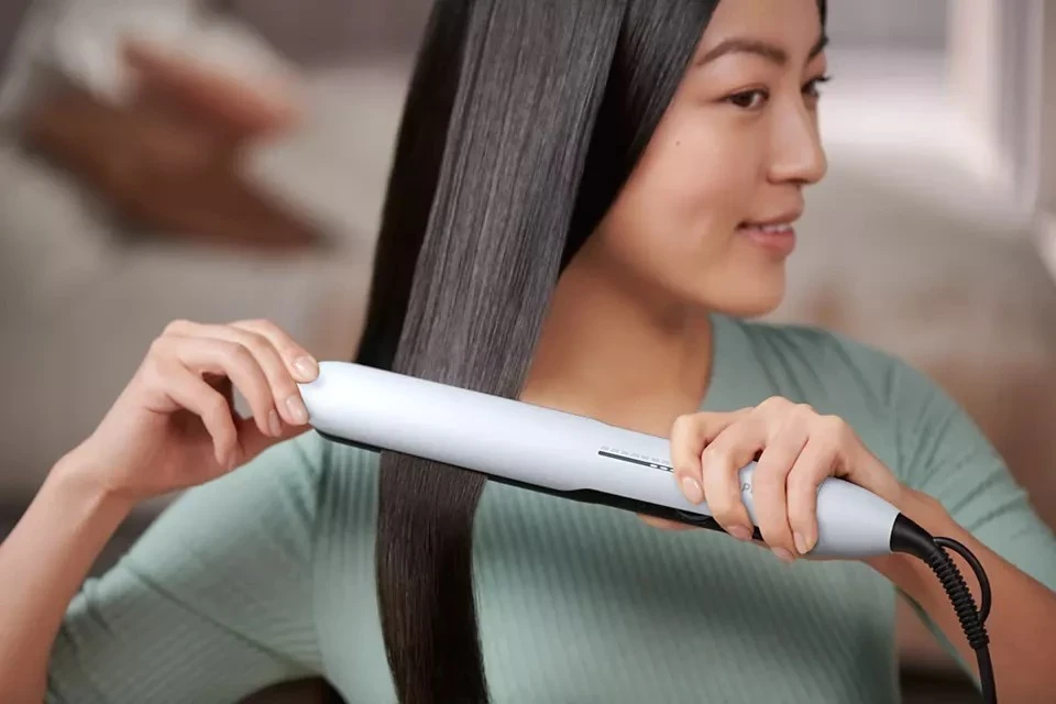 Pjastër flokësh Philips StraightCare BHS520/00, deri 230°C, e bardhë/gri