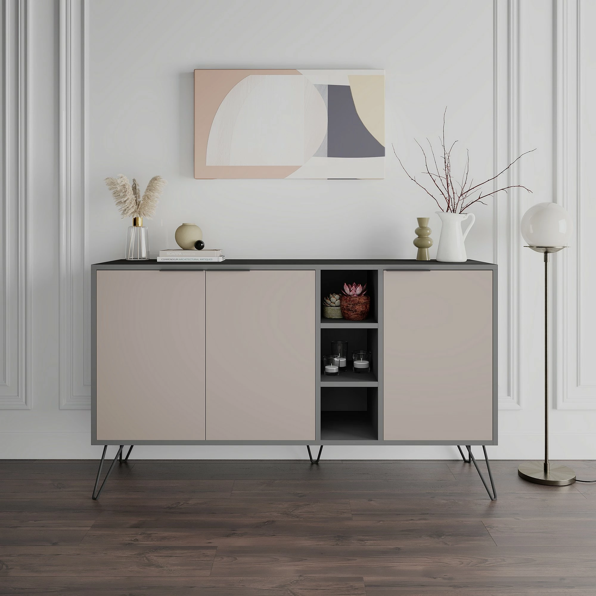 Konsol Skye Decor, Clara, antracit dhe kafe e çelët