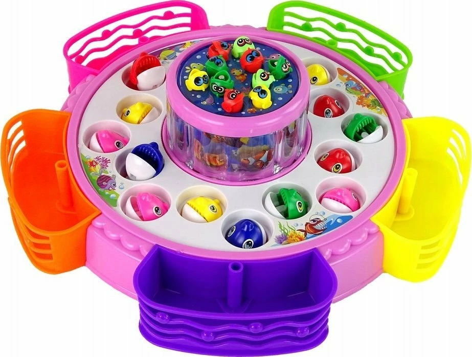 Lojë aftësie peshkim magnetik LEAN Toys 15772, me drita e tinguj, për 5 lojtarë, rozë