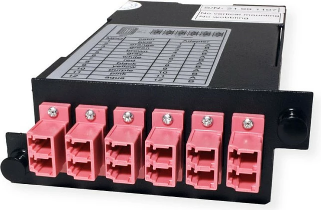 Modul fibra optike VALUE 21.99.1107, MPO (mashkull) në 12x LC (femër), i zi