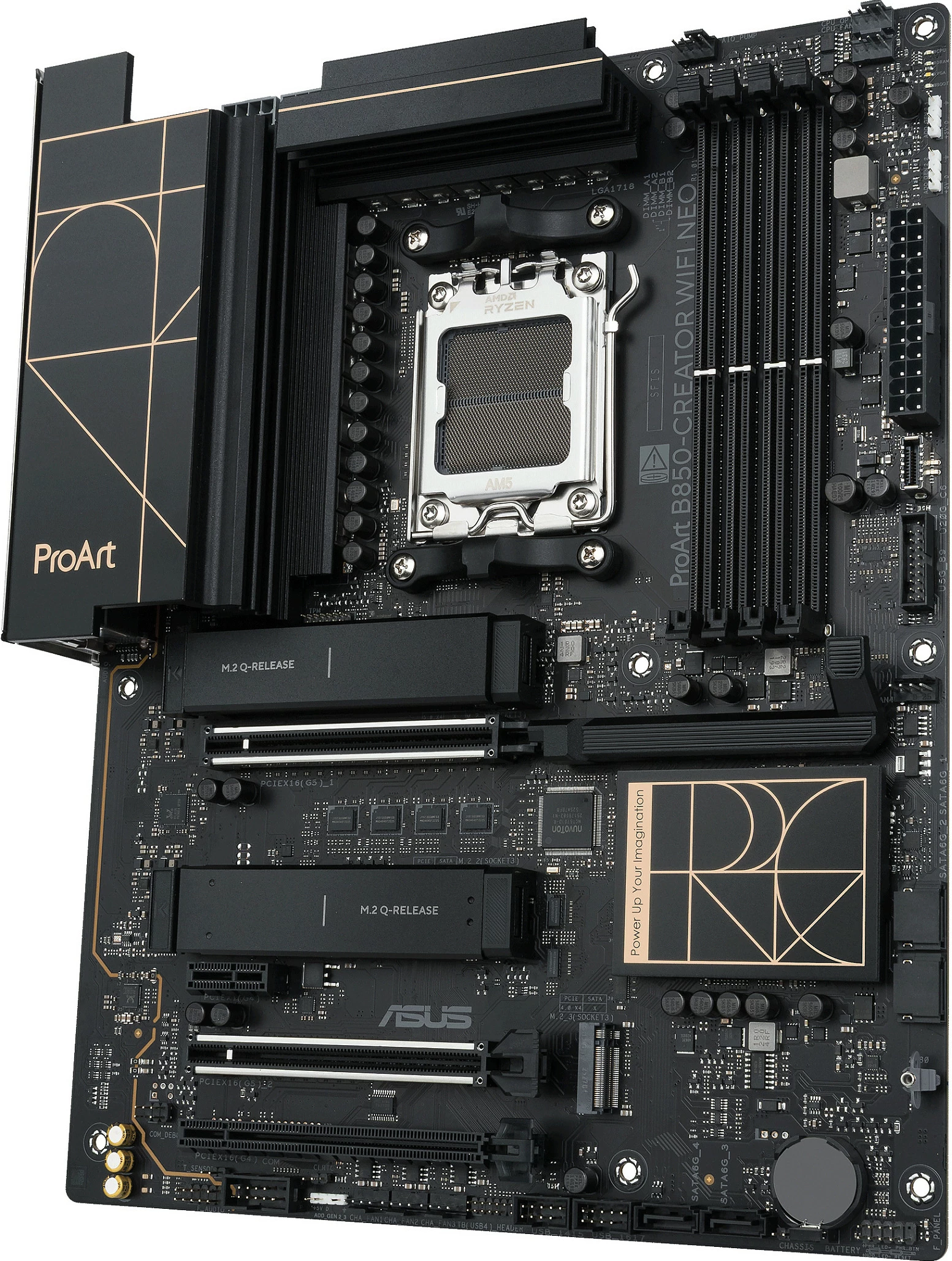 Pllakë amë ASUS ProArt B850-Creator WiFi Neo, Socket AM5, DDR5 256GB, PCIe 5.0, WiFi 7, e zezë me detaje ari