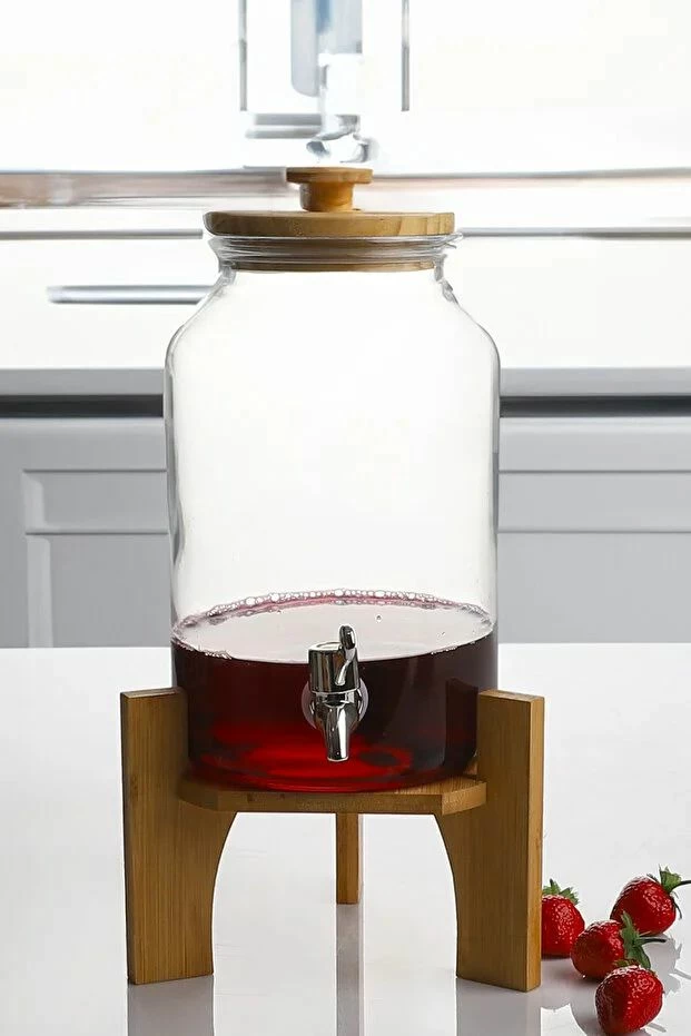 Dispenser për pije Hermia Concept, DMC7514, 4000ml, qelq, kapak bambuje
