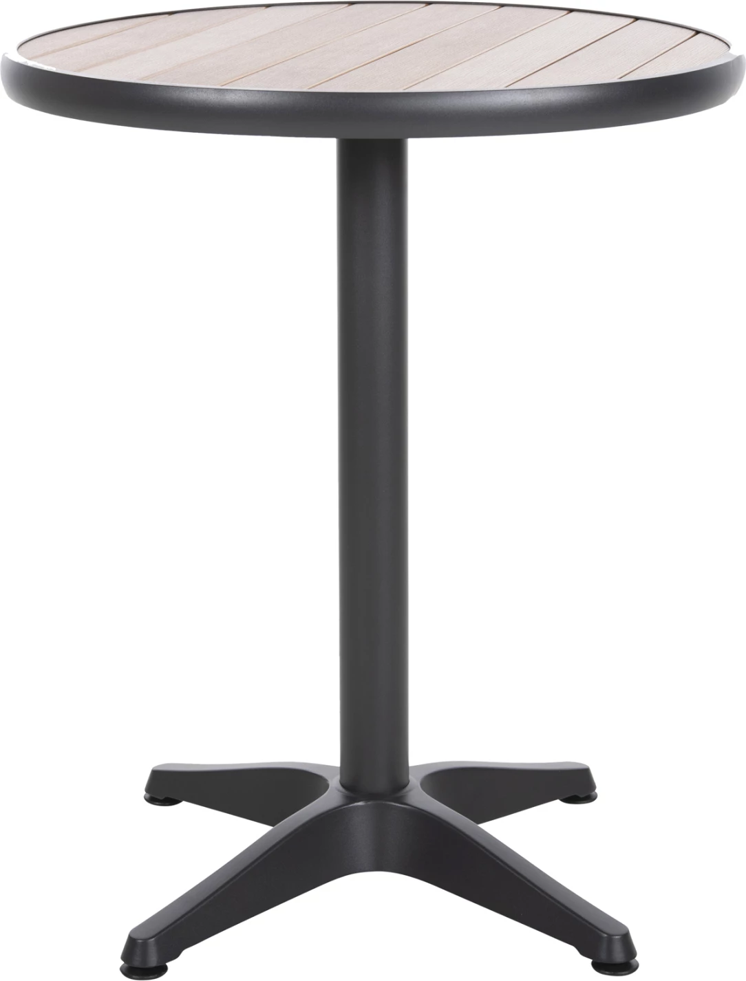 Tavolinë e rrumbullakët alumini ALEXA FH6086.01, sipërfaqe polywood ngjyrë natyrale, Φ60x73H cm