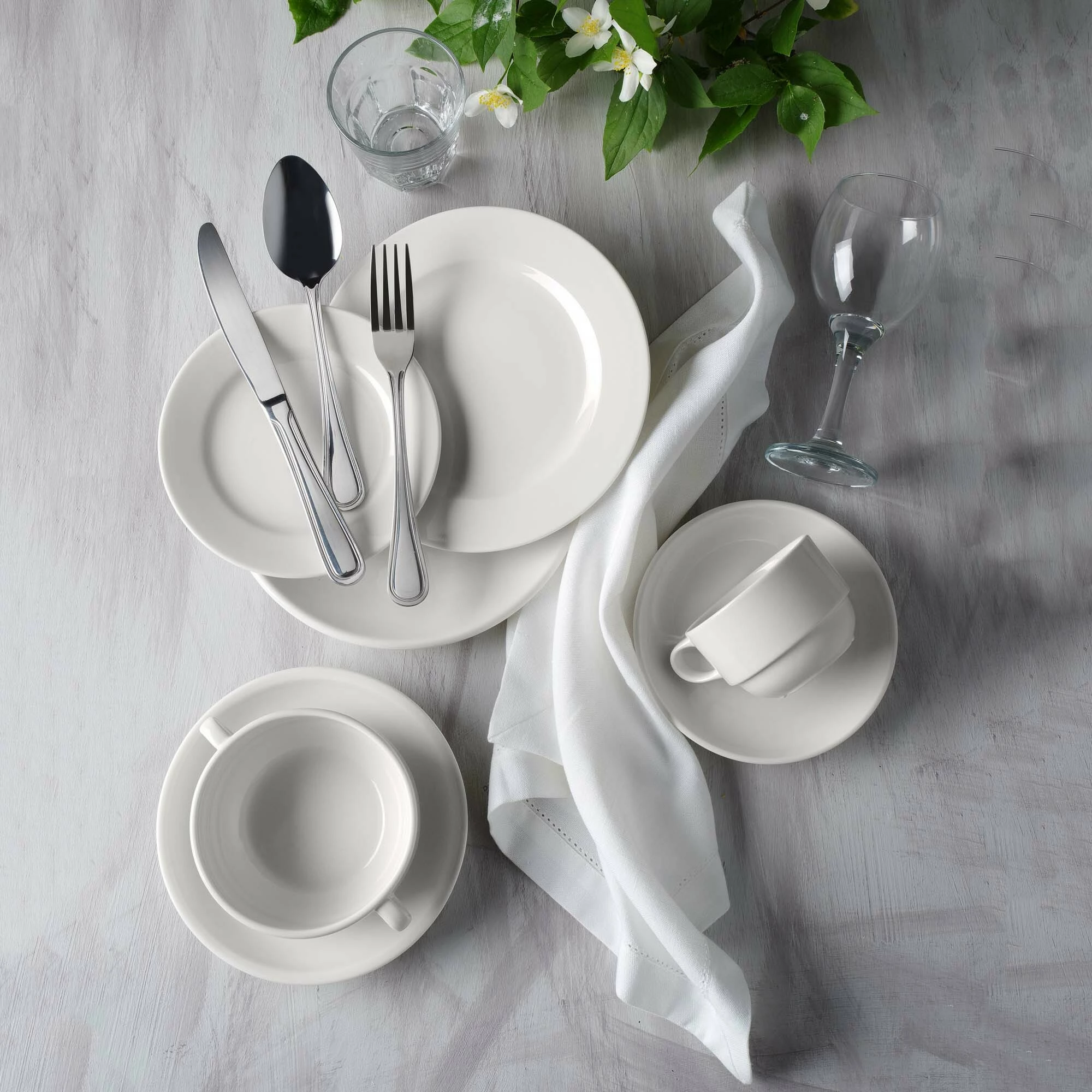 Pjatë rimless Fine Dine Crema Ø270 mm, krem, set 6 copë