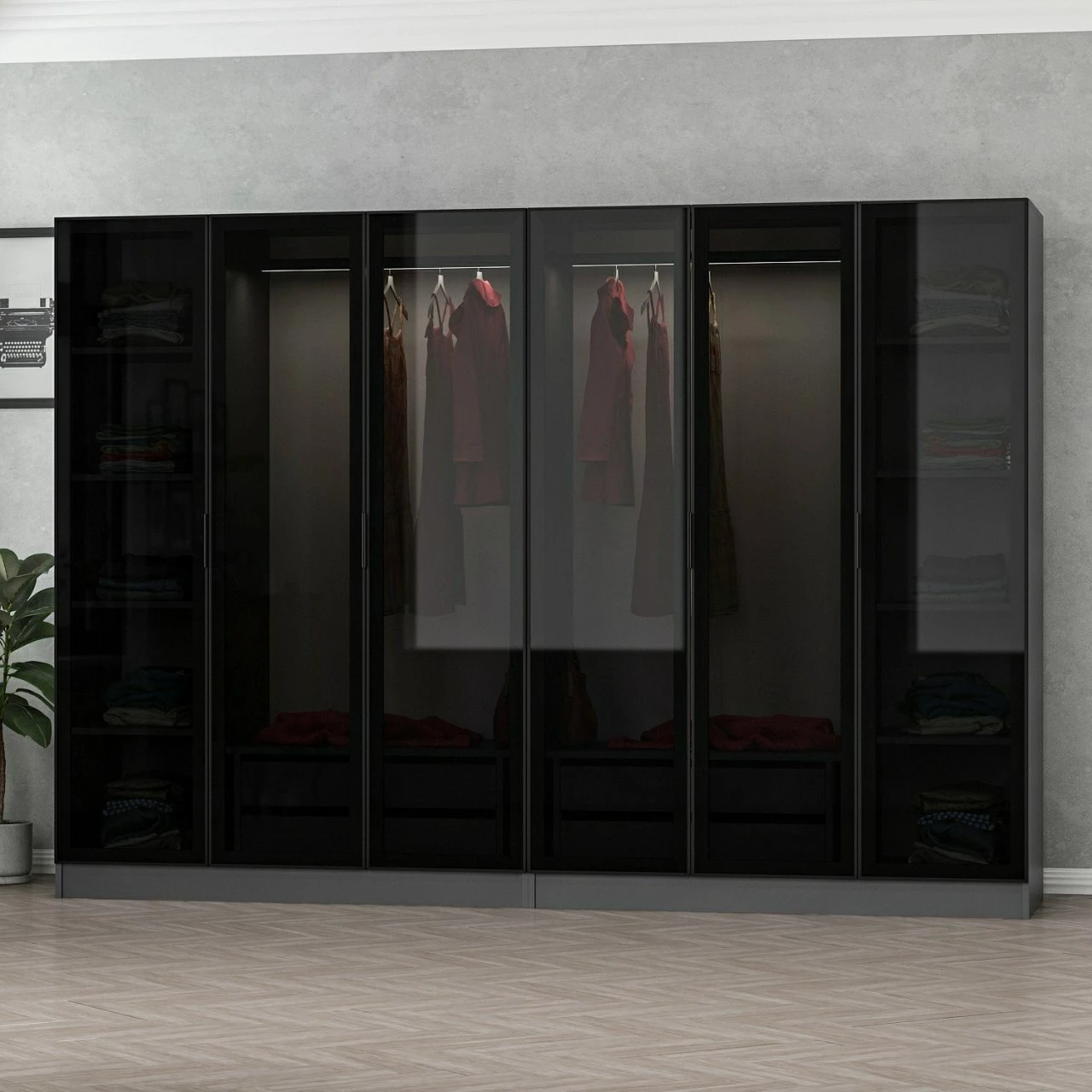 Dollap Skye Decor, anthracite e zi, 270x210x52cm