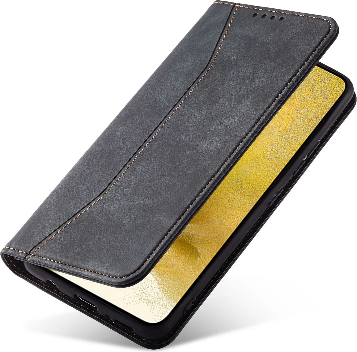 Mbështjellës Hurtel Magnet Fancy Case për Samsung Galaxy S22+, me portofol dhe qëndrim, e zezë