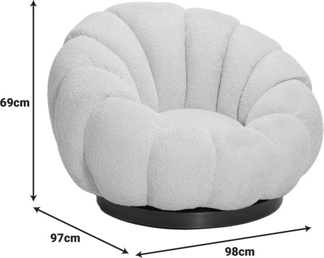 Karrige rrotulluese Nester, stof boucle, ngjyrë mollë e kalbur, 98x97x69cm