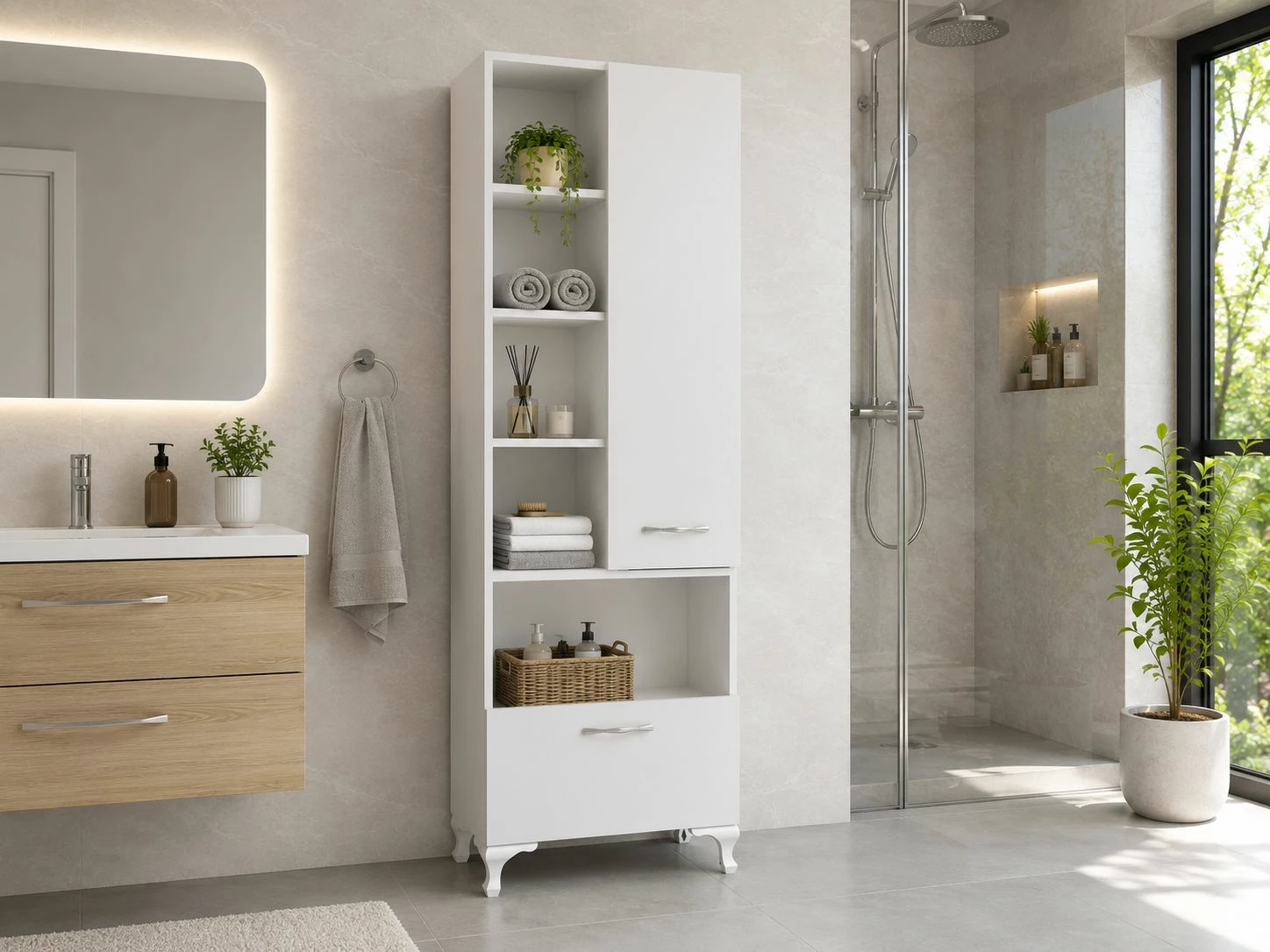 Dollap multifunksional Hanah Home, Sezen, i bardhë