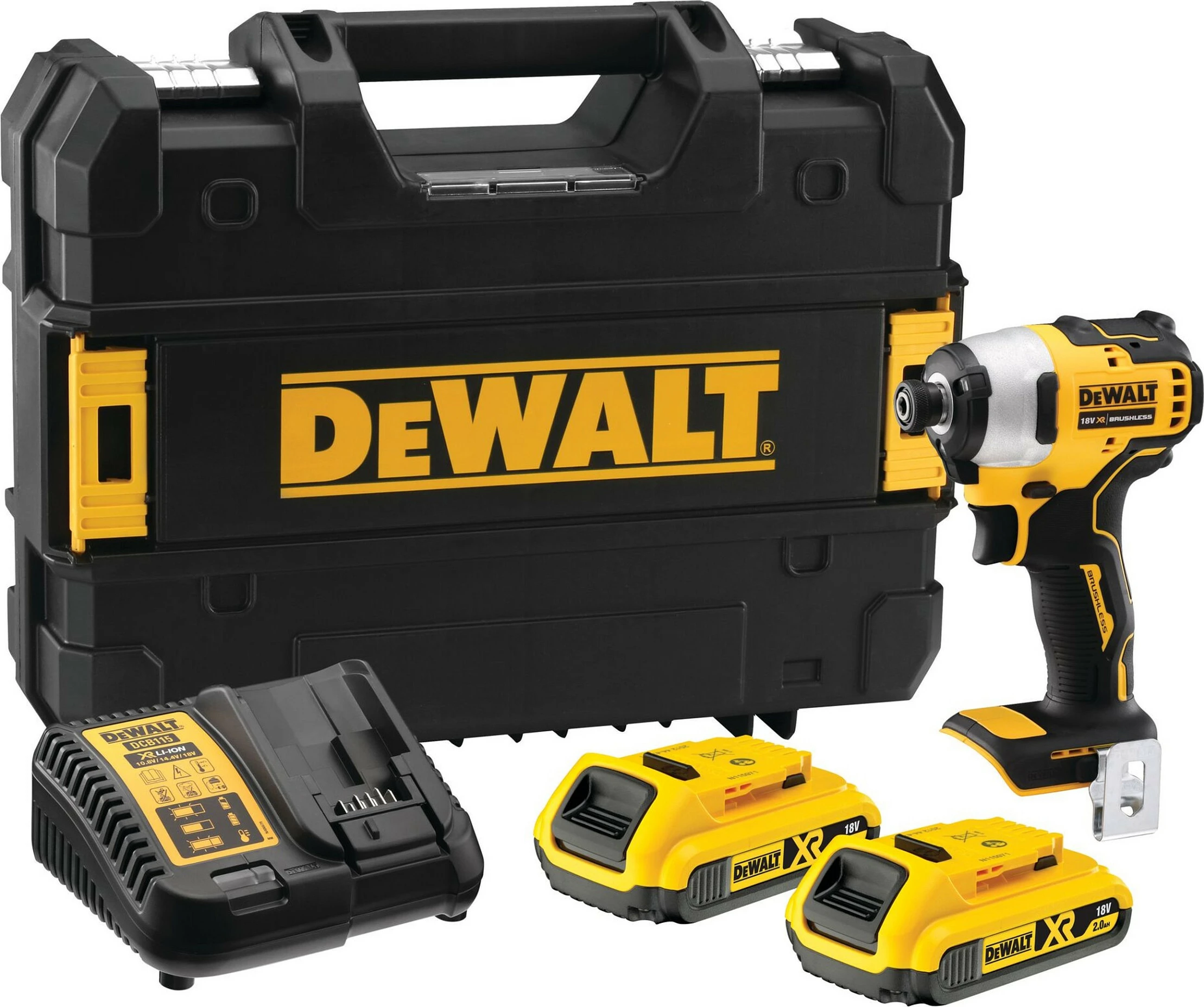 Aku-shurubullues DeWALT DCF809D2T-QW, 18V, 2Ah, zi/verdhë