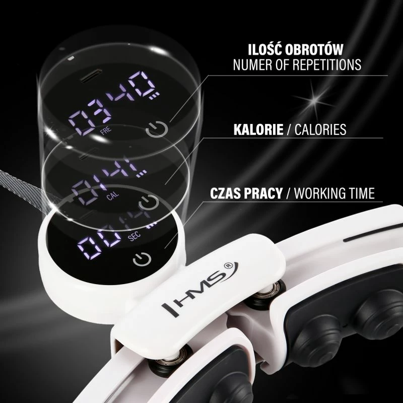 Hula hop HMS HHM16 me magnet dhe peshë, i bardhë me numërues