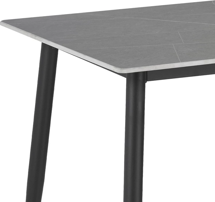 Tavolinë me karrige Gustas-Renish, 7 copë, mermer gri, bouclé gri, 160x80x75cm