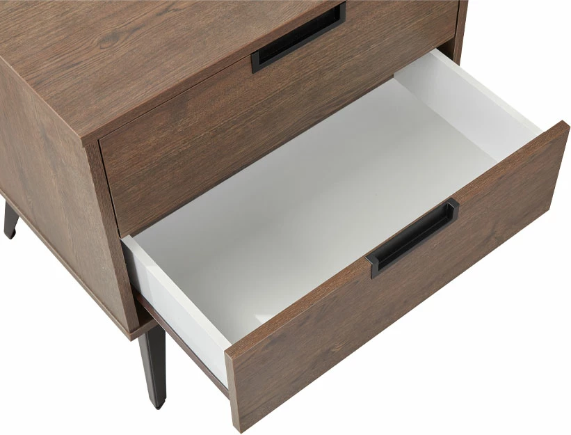 Komodinë Nuez me 2 sirtarë, ngjyrë arre, 58x39x55