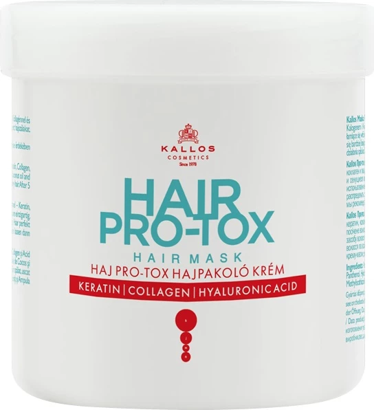 Maskë për flokë Kallos Pro-Tox me keratinë, kolagjen dhe acid hyaluronic për femra 500ml