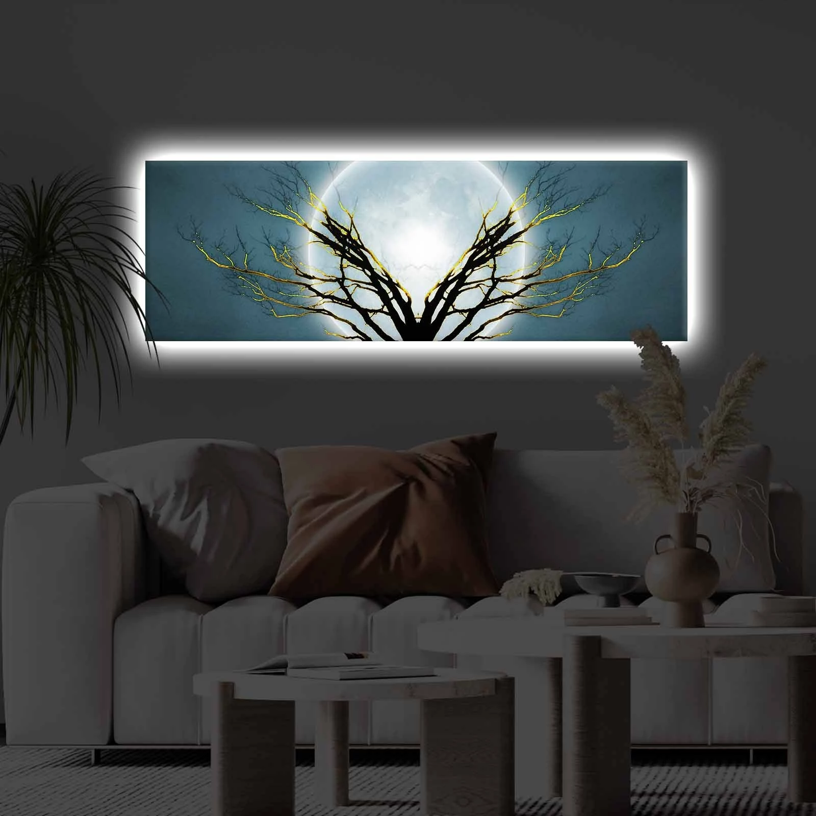 Pikturë dekorative me drita LED, shumëngjyrëshe, 30x90cm, Wallity 3090KTLGDACT-018