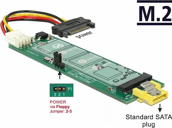 Adapter DeLOCK 63917, SATA në M.2, 6 Gbit/s, LED Activity/Power